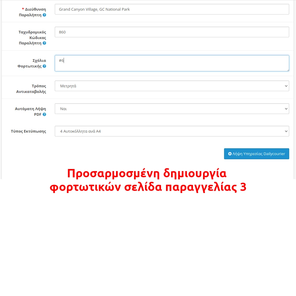 Προσαρμοσμένη Δημιουργία Φορτωτικών - Σελίδα Παραγγελίας 3